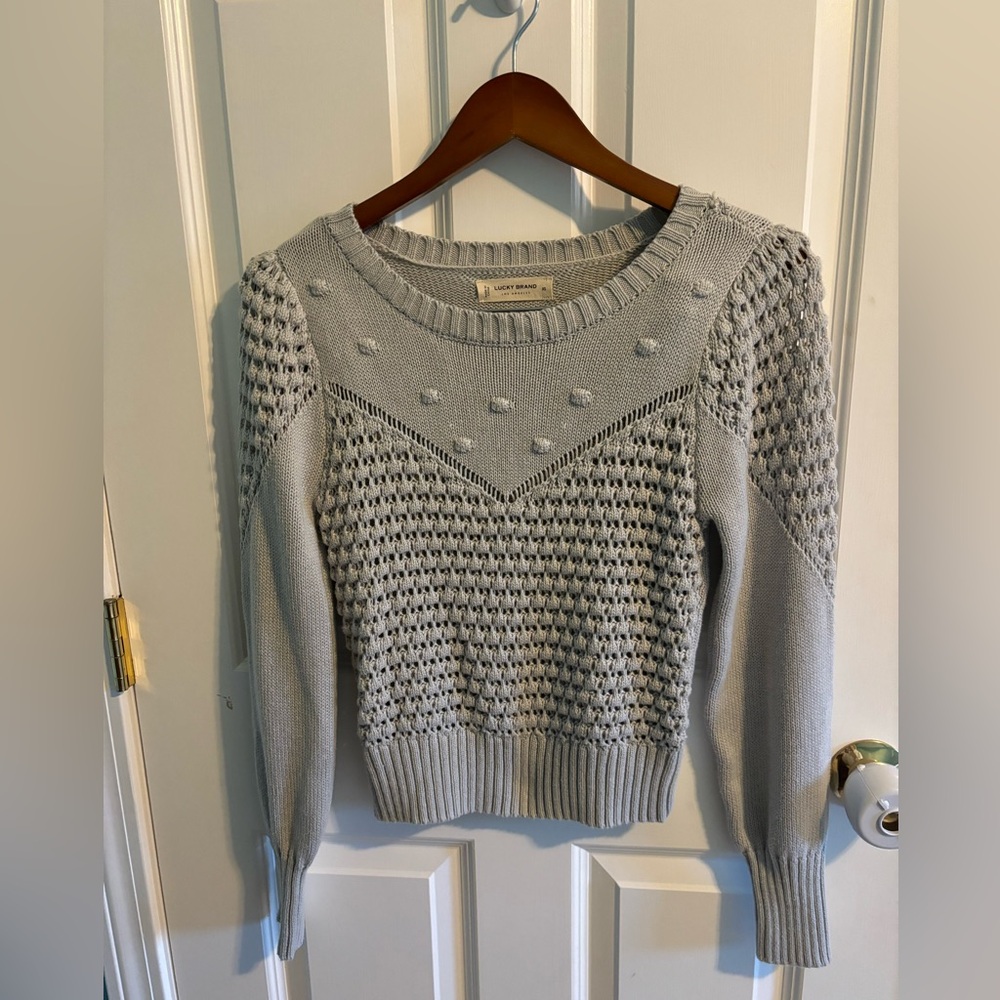 Lucky Brand grey knit sweater size xs